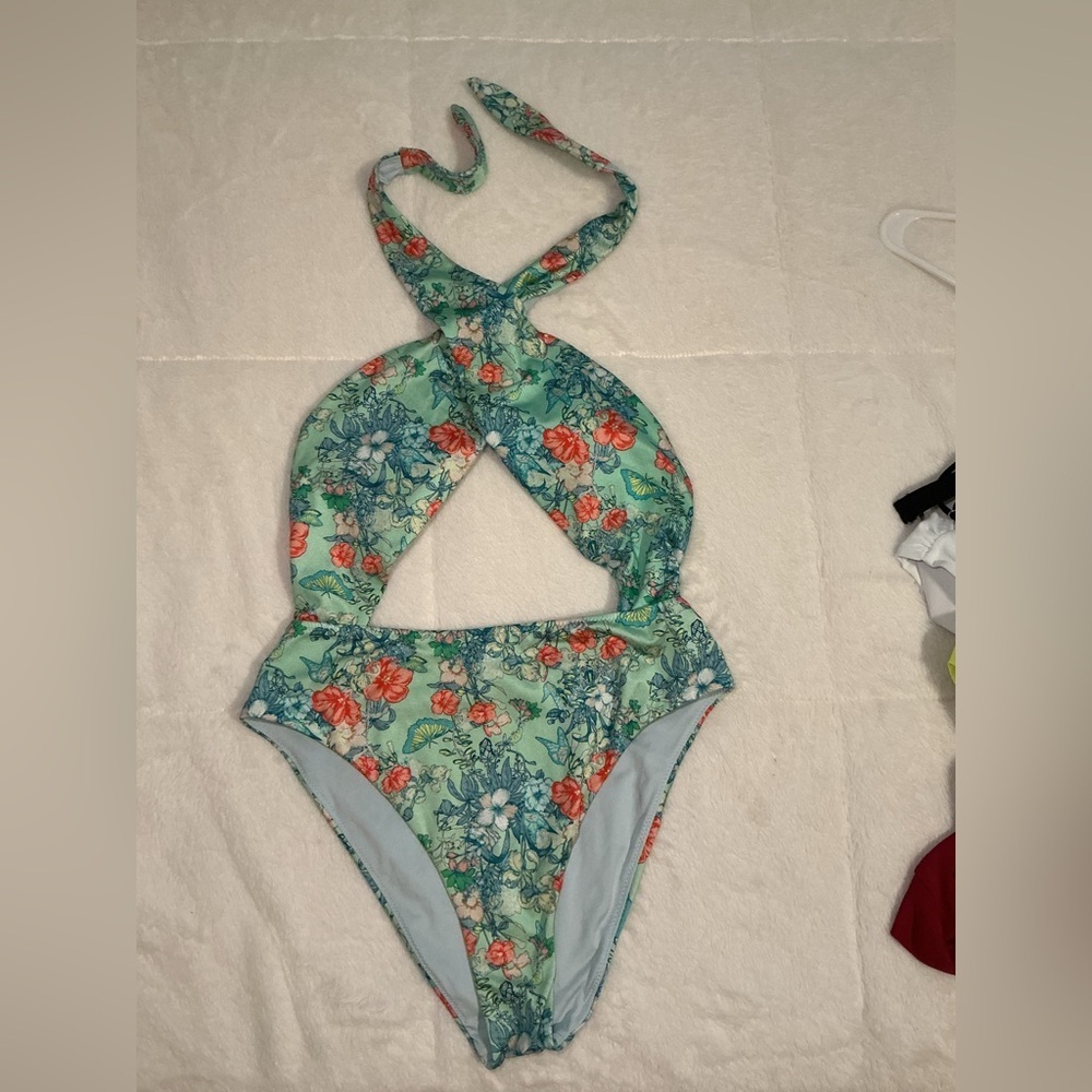 Victoria Secret Floral Halter One-Piece Swimsuit